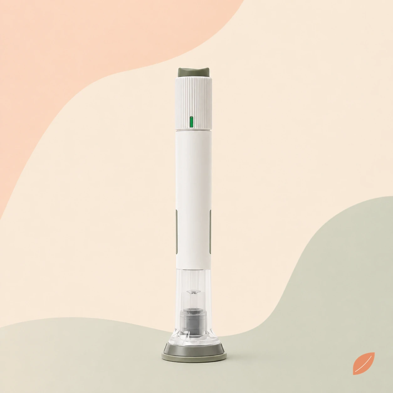 Render 3D de uma segunda caneta injetável neutra, sem marca farmacêutica.